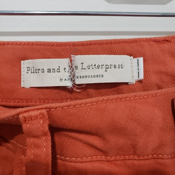 Pilcro & the Letterpress High Rise Bootcut Jeans Size 32 Orange Fray Hem Casual - Picture 7 of 16